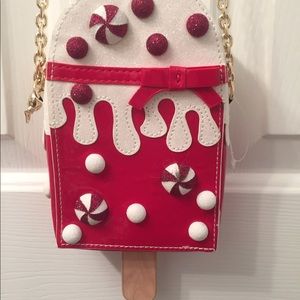 Betsey Johnson BN Christmas peppermint top Purse